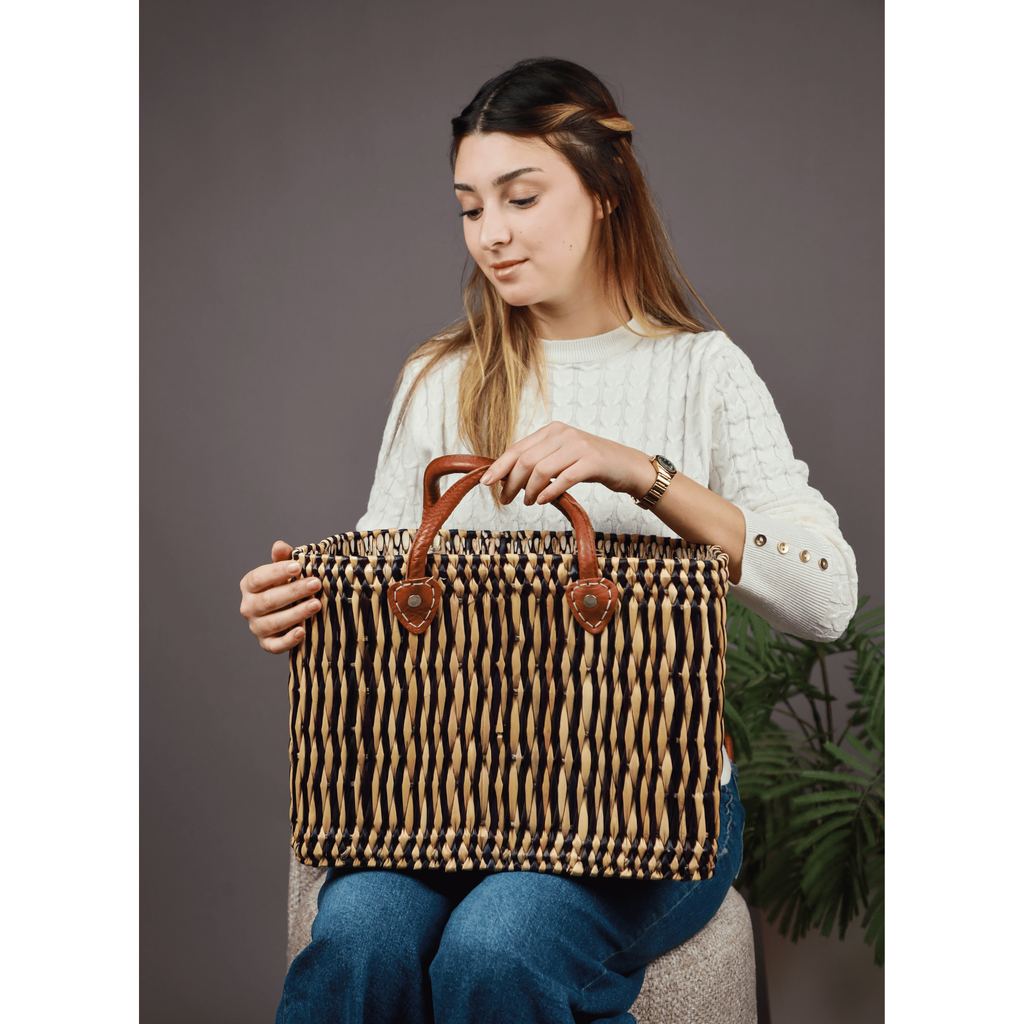 Beach bag of wicker Tamo_panier