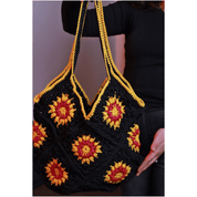 Granny Crocheted Tote Bag_suede tote bag